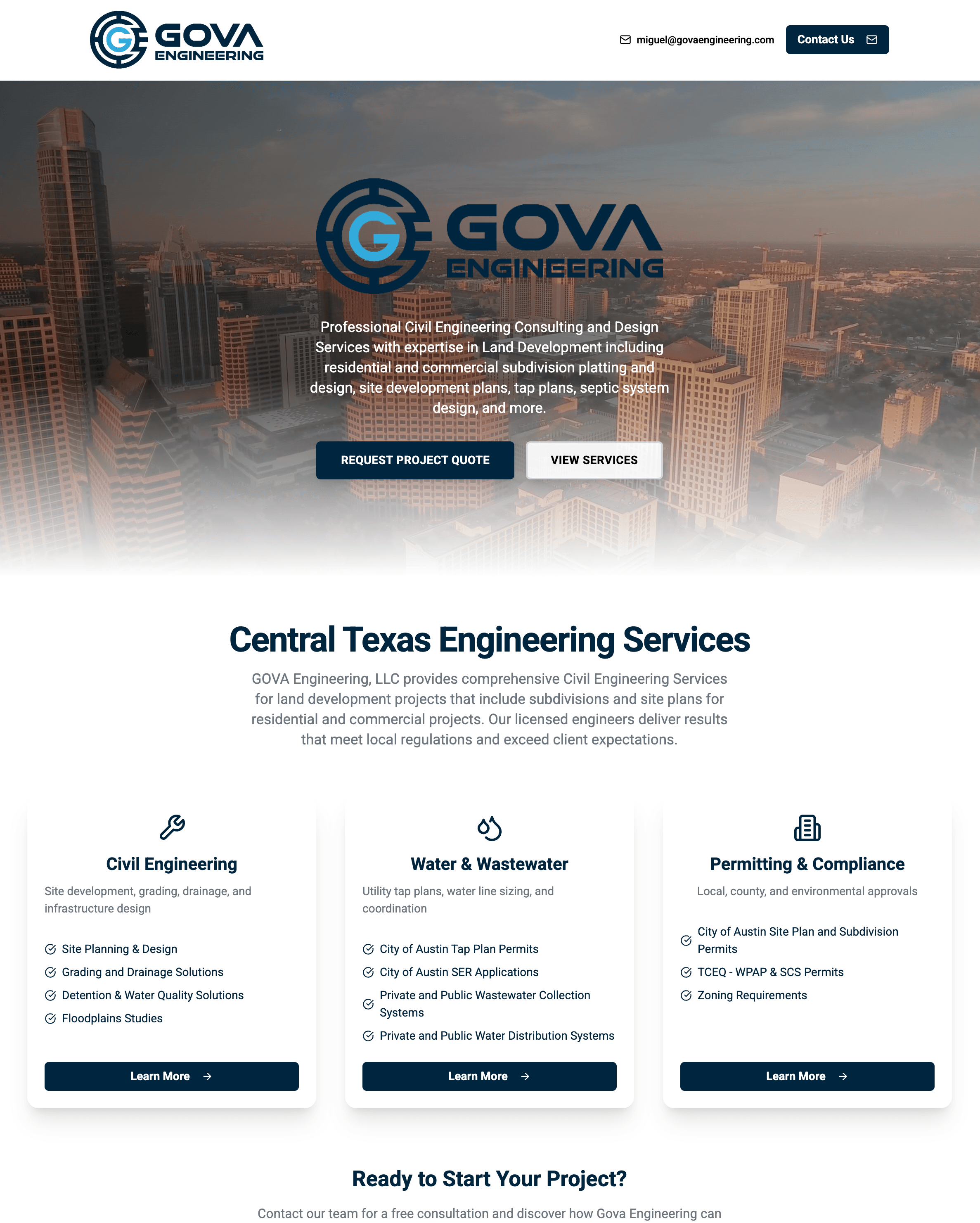 Gova engineering firm website preview
