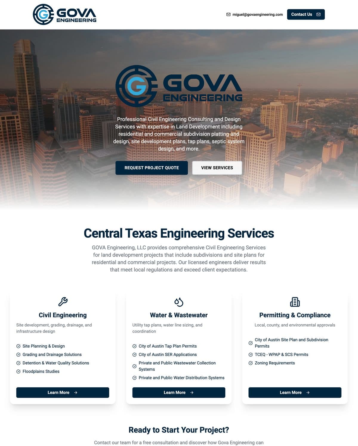 Gova engineering firm website preview
